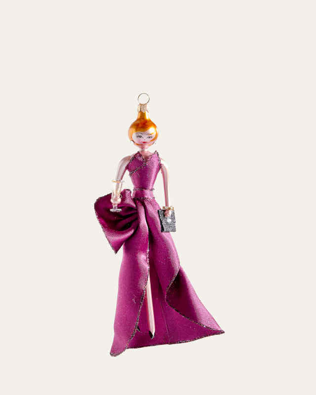 Fashionista in Plum Gown Christmas Ornament